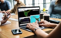 Mockup of BIM Modes, designs and planning on laptop for civil engineering and flood risk assessments and design