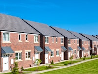 Row of new residential houses in England.