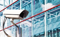 IP CCTV camera outside a modern office building