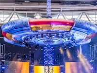 UFO flying saucer for the ELO Alone in the Universe concert at Wembley