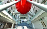 Low angle shot from under The POD Spark at Southampton Solent University