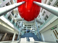 Low angle shot from under The POD Spark at Southampton Solent University