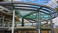 Curved roof exterior structure under construction